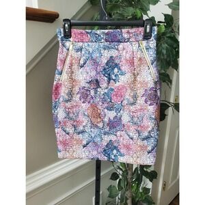 H&M Womens Multi Floral Polyester Back Zipper Straight & Pencil Skirts Size 6